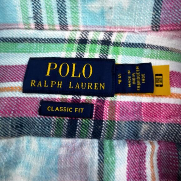 Polo Ralph Lauren Flannel Shirt Mens Small Loop Collar Plaid Chest Pockets - Picture 4 of 12